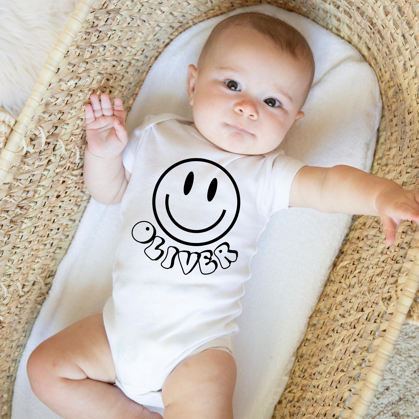 Happy Face Personalized Baby Onesie