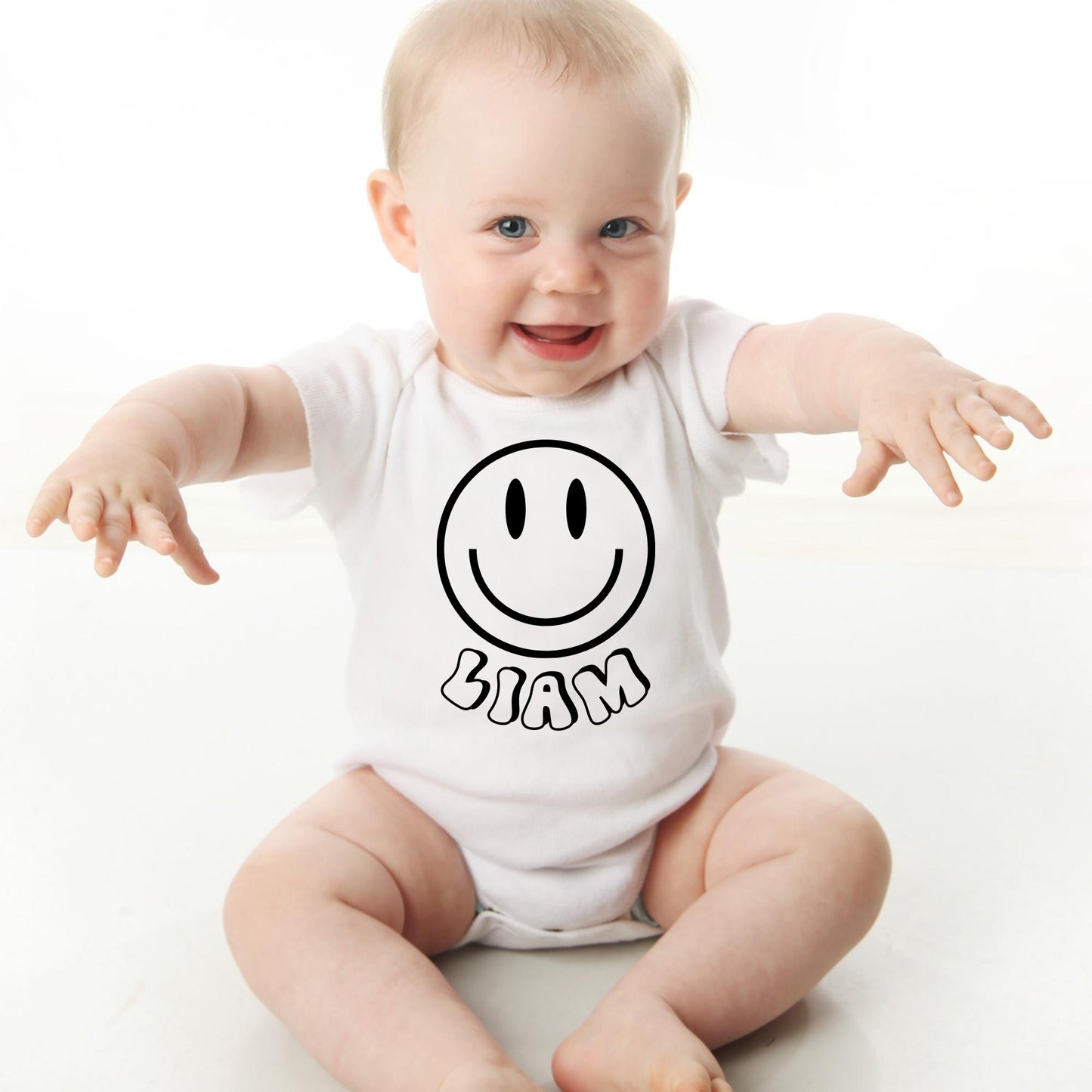 Happy Face Personalized Baby Onesie